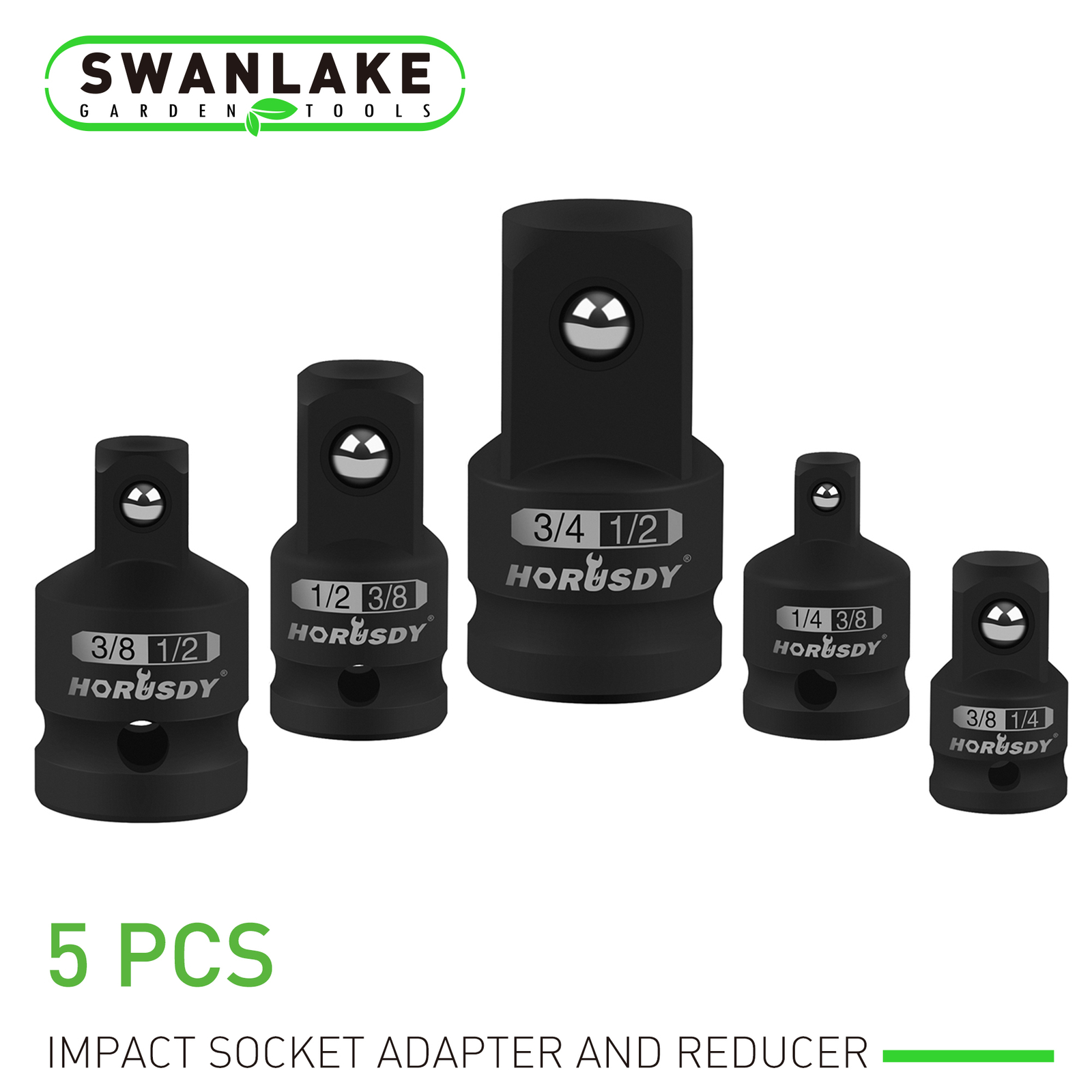 5PC 1/2″ 3/8″ 1/4″ Impact Socket Adapter & Reducer Set Cr-V Wrench Conversion