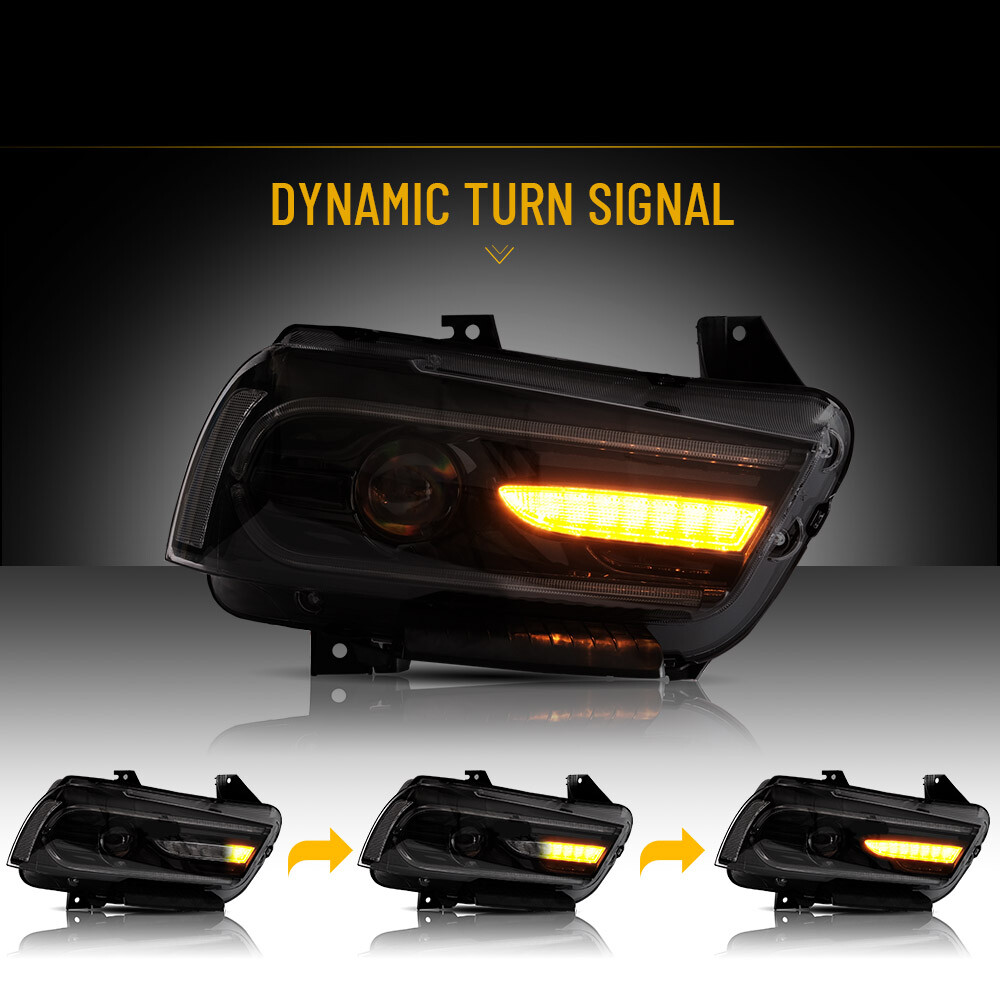 2X VLAND Multicolor DRL Projector LED RGB Headlights For Dodge Charger 2011-2014