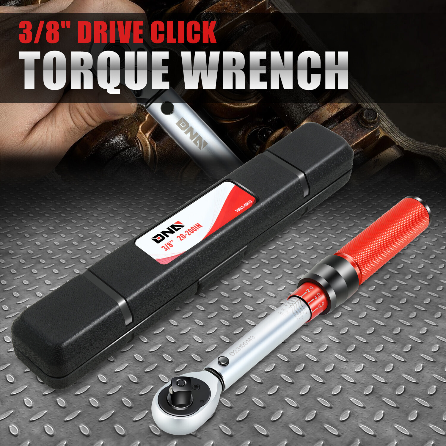 3/8″ Drive 20-200 FT.-LB / 2.26-22.6 N.M Click Torque Wrench Set w/ Storage Case