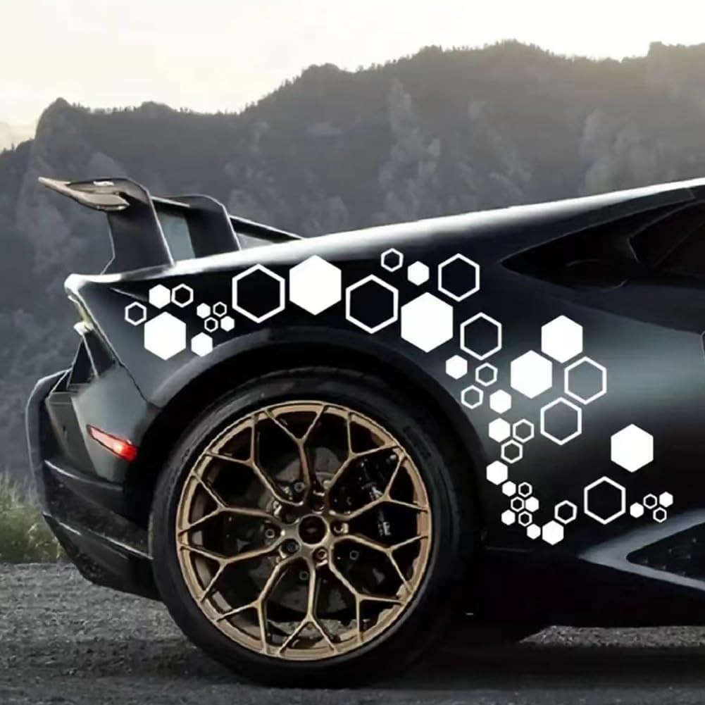 52PCS Car Honeycomb Decals Vinyl Hexagonal Graphics Sticker Body Side Sticker