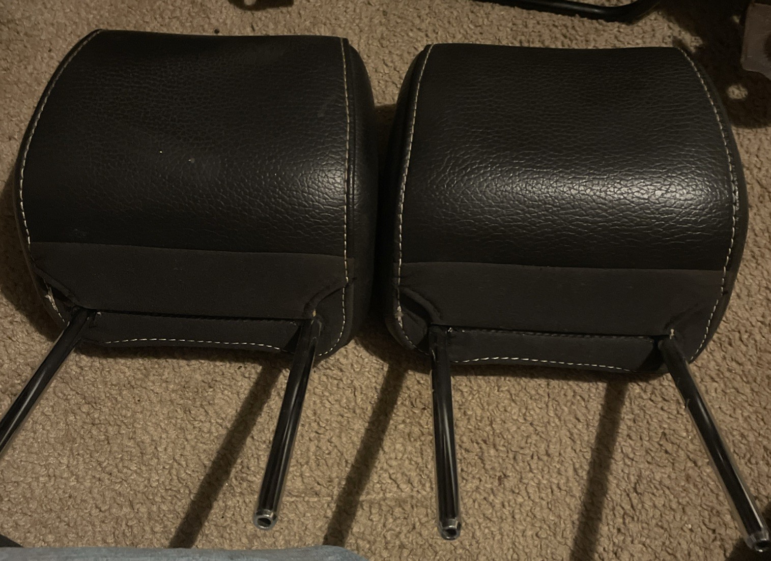 10-14 Mustang Black Leather LF Left RF Right Front Headrest Set Pair OE Factory