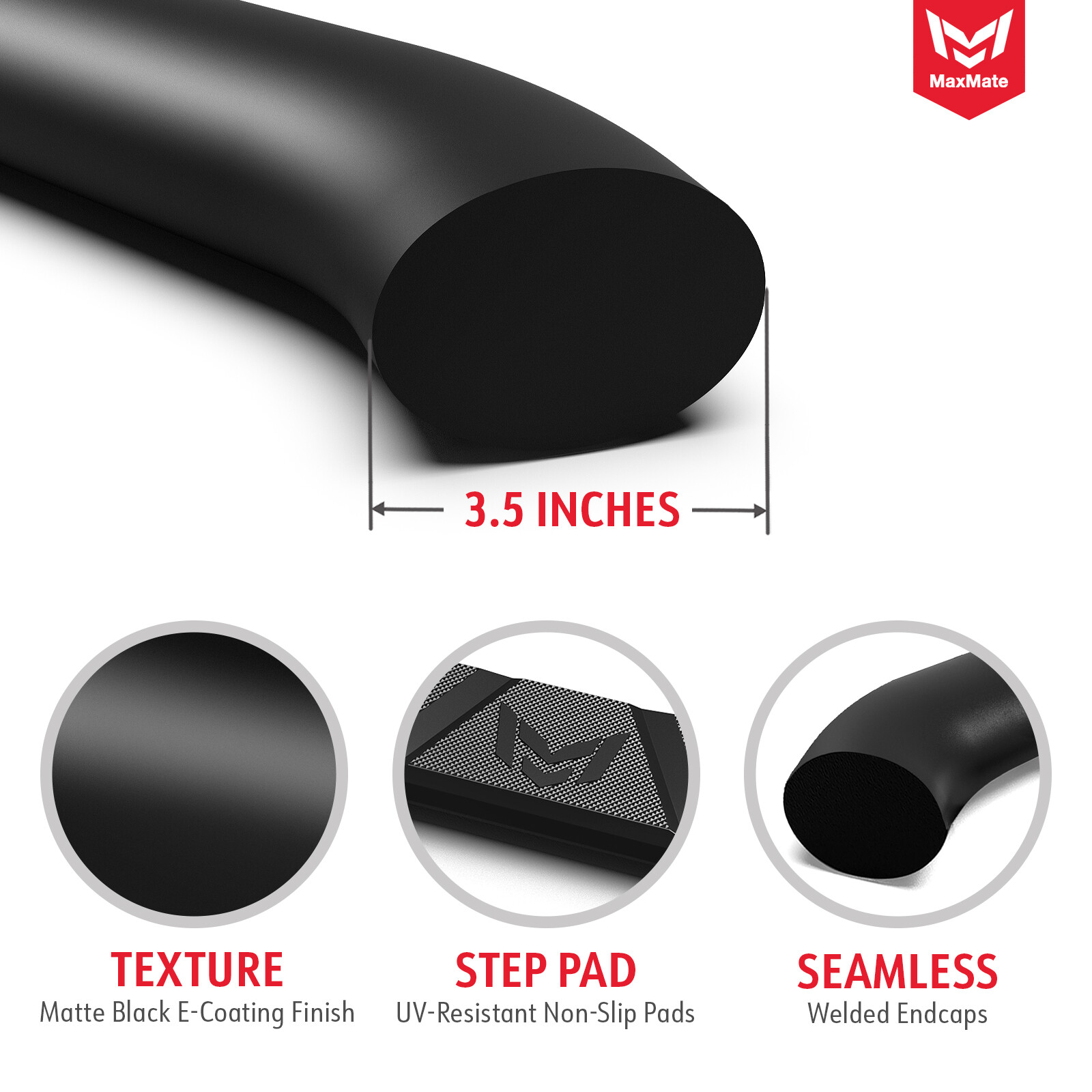 3.5″ Oval Nerf Bar Side Steps for 2005-2023 Toyota Tacoma Double Cab