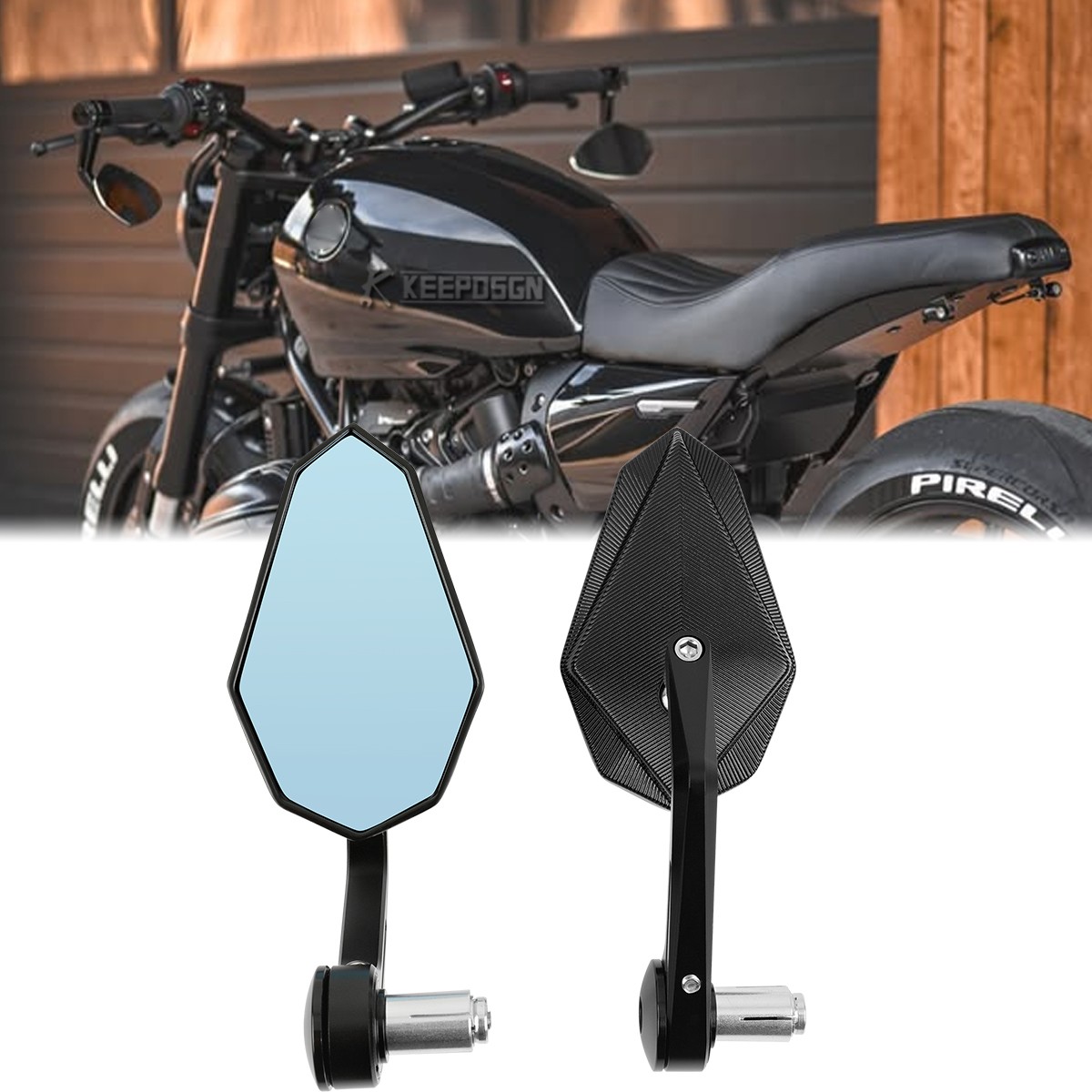 7/8″ 22mm Bar End Mirror Rearview Diamond For R 12 nineT Heritage R Nine T 1250R