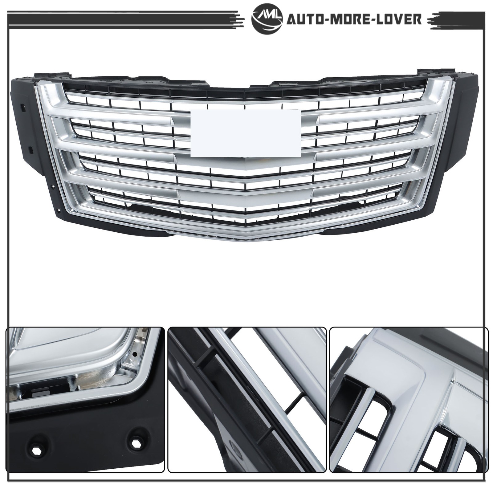 Painted Bumper Front Side Grille Without Camera Hole For Cadillac Escalade 15-20