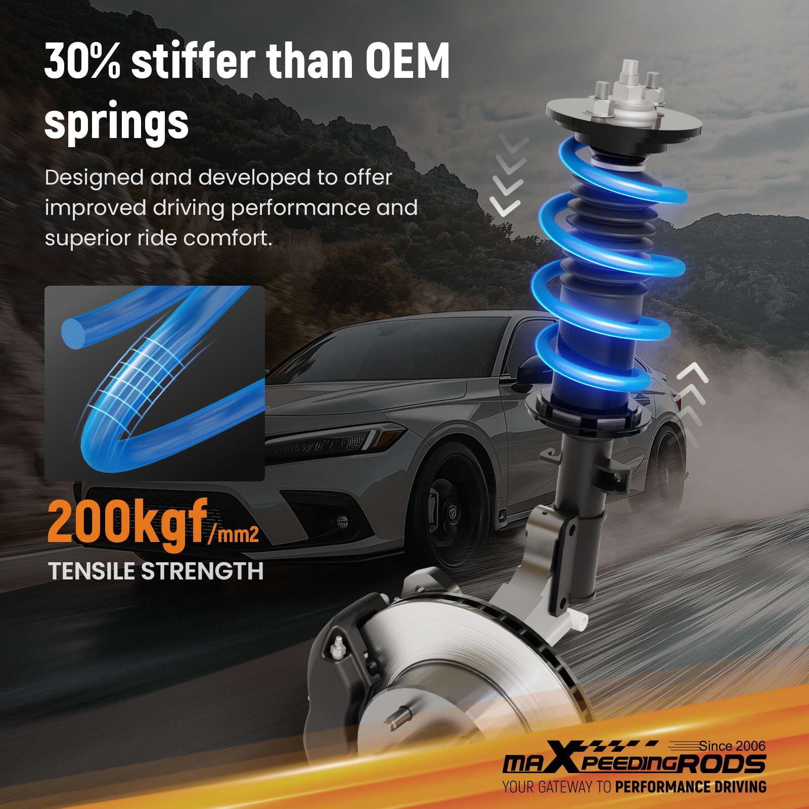 MaXpeedingrods Front & Rear Lowering Springs for Ford Mustang (S550) 2015-2023