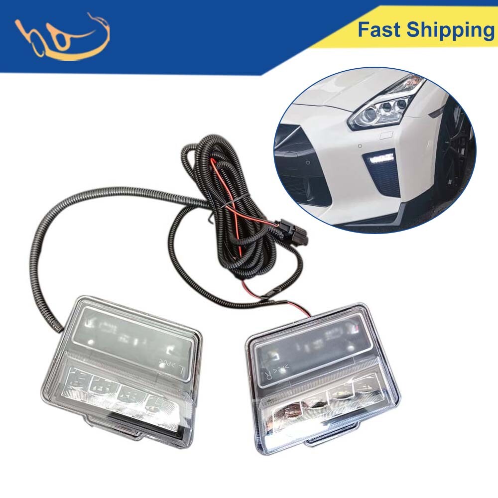 Fit Nissan R35 2017-2023 GTR Bumper LED Daytime Running Lights DRL Fog Lamp Pair