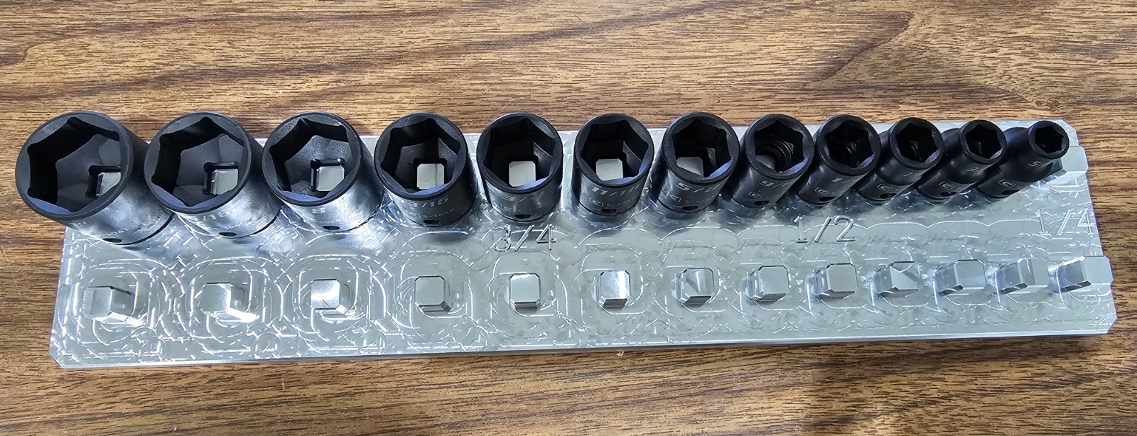 3/8 Drive Socket Organizer 2 Row 1/4″ -1″ SAE – Tool Box Billet