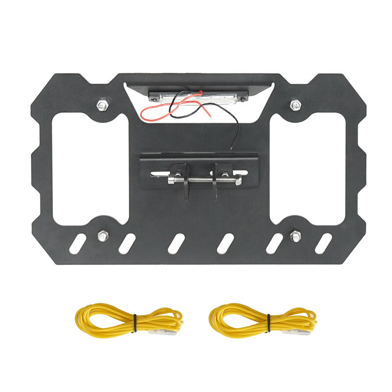 Front & Rear D-ring Mount License Plate Relocation Holder Bracket w/ LED Light