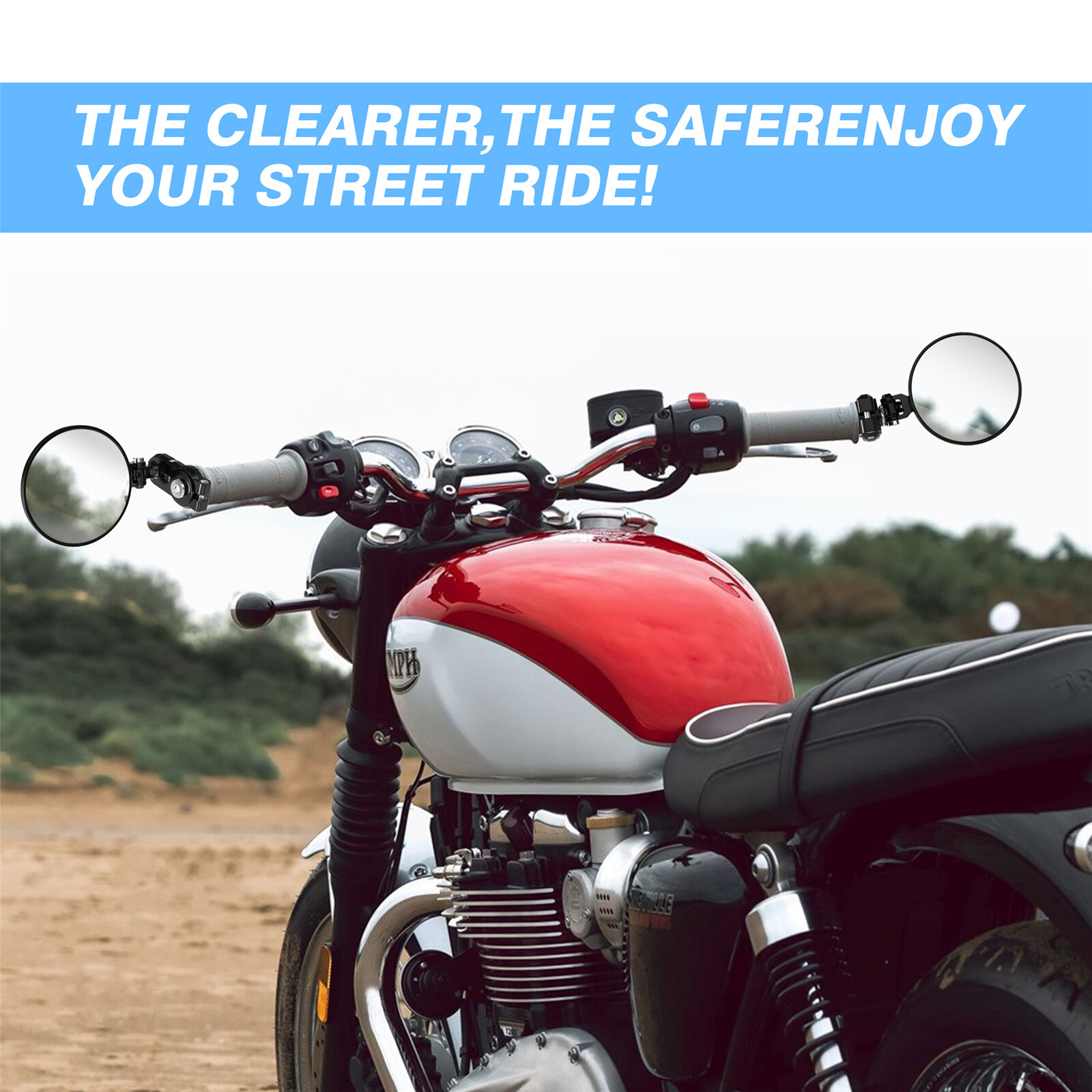 2PCS Universal Motorcycle Round 7/8″ 22mm Handle Bar End Rearview Side Mirrors