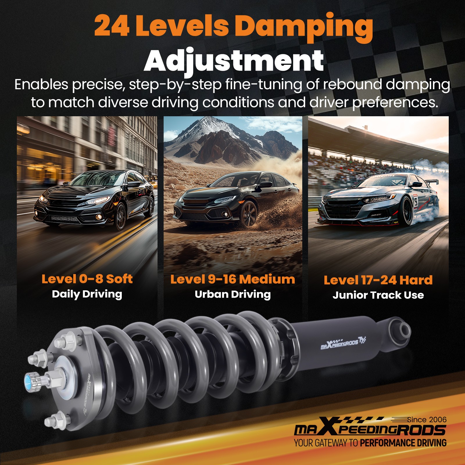 MaXpeedingrods T7 Coilovers Lowering Coils for Lexus GS300 1998-2005 GS400 GS430