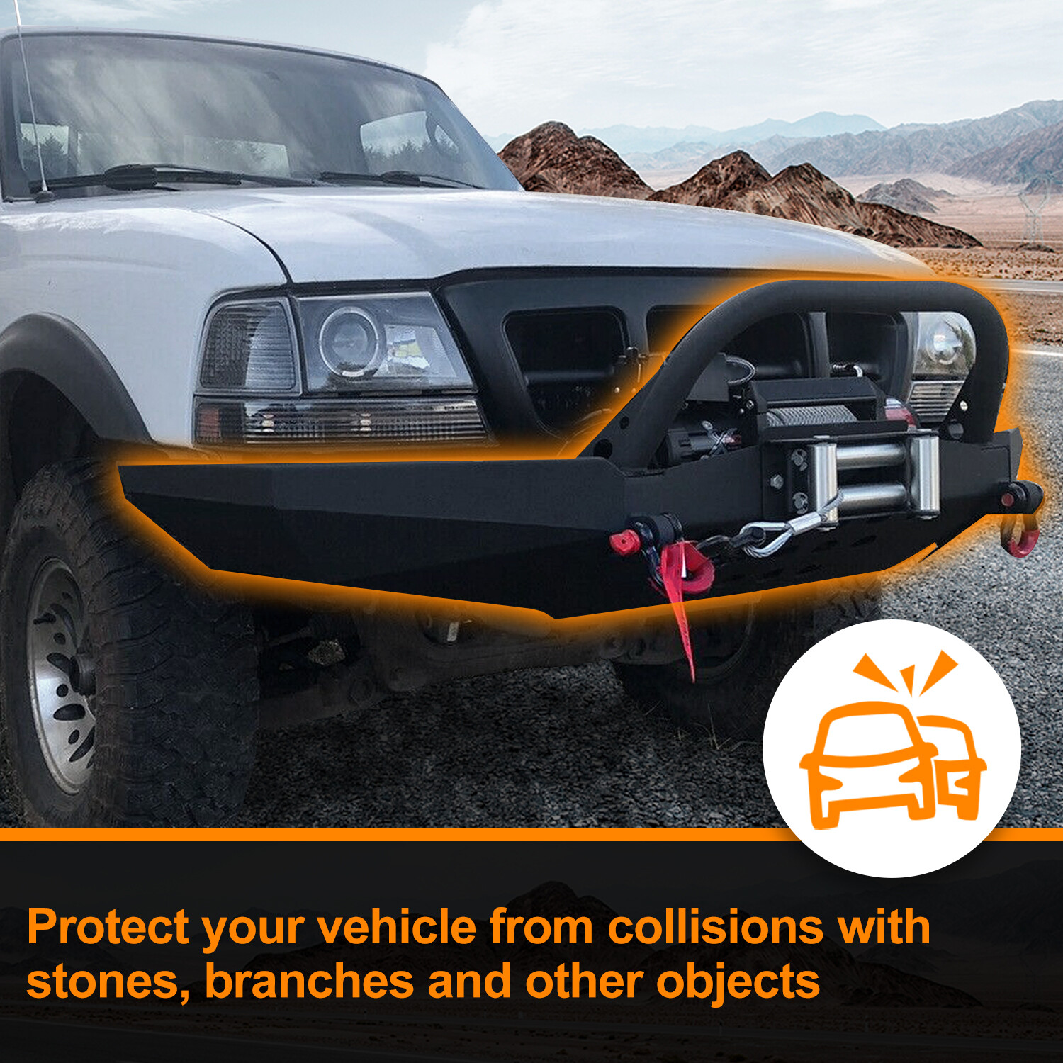 For 1998-2011 Ford Ranger Modular Front Black NEW Winch Bumper with Bull Bar