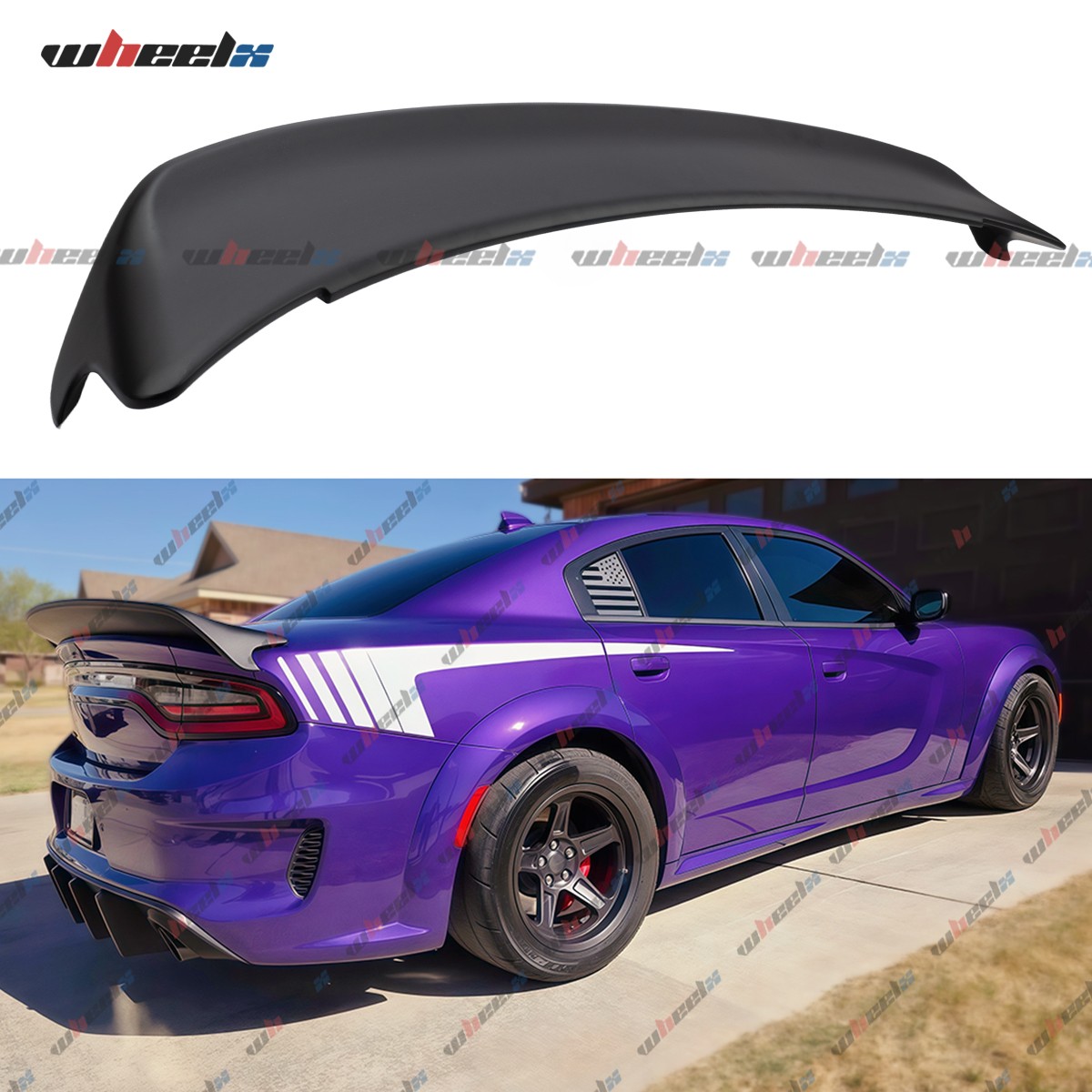 Matt Black Redeye Style Highkick Rear Trunk Spoiler Wing For 15-23 Dodge Charger
