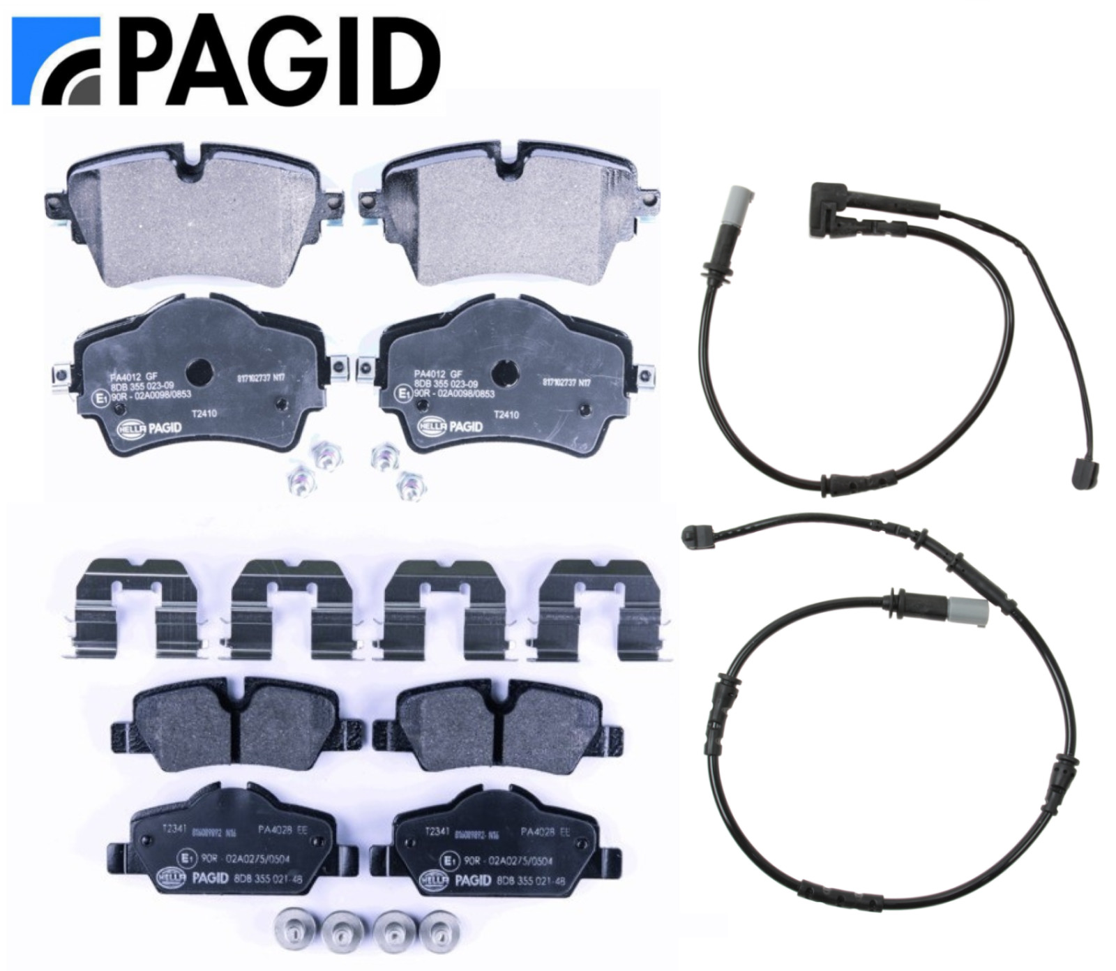 Front Brake Pad & Rear Brake Pad Set OEM Pagid + Sensors for Mini Cooper S 14-19