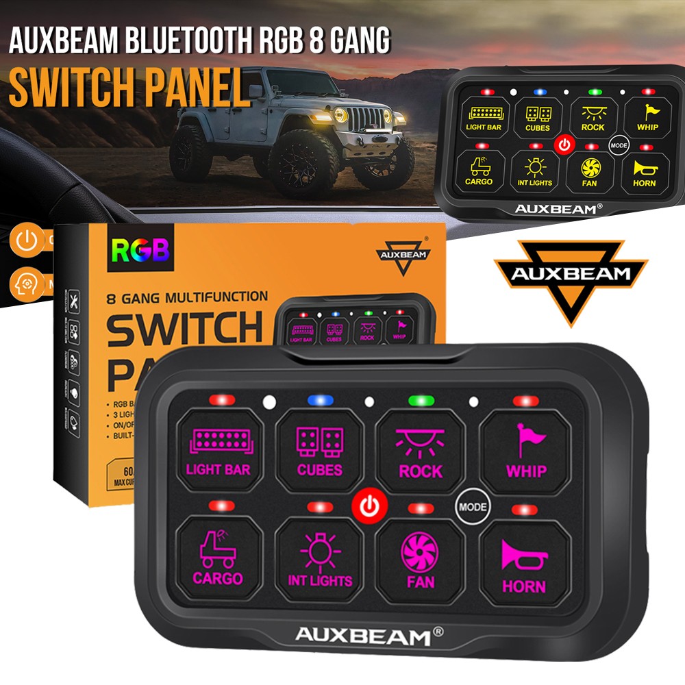 AUXBEAM AR-800 Multifunction 8 Gang RGB Switch Panel bluetooth APP For Ford F150