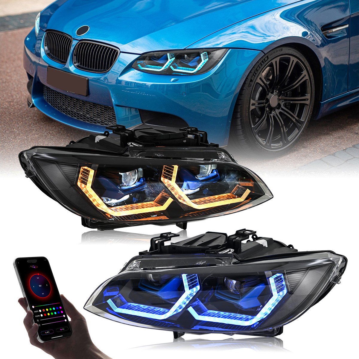 USED For 2007-2010 BMW 3 Series E92 E93 LED Headlight Assembly High Low Beam