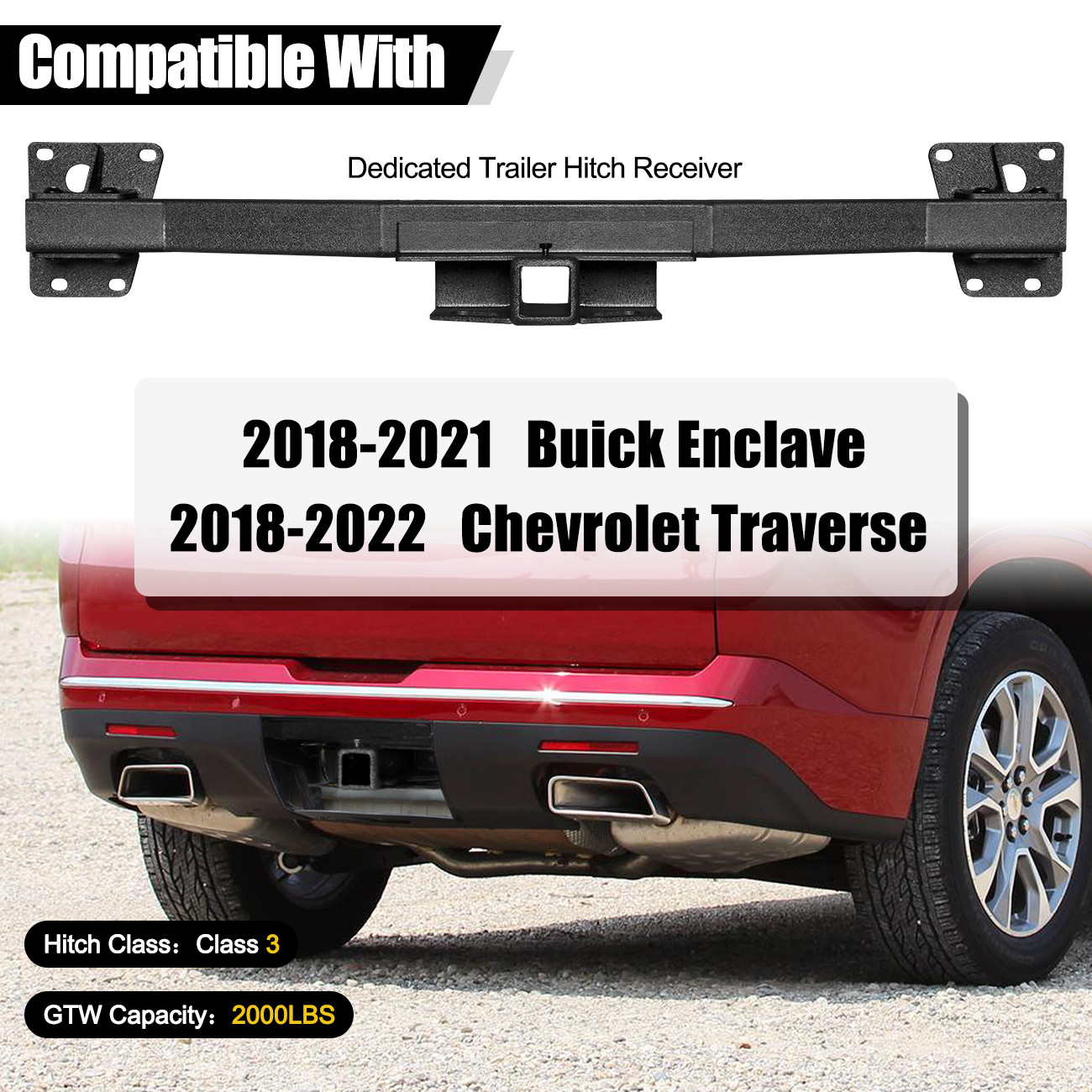 Trailer Hitch Receiver 2” Hitch For 2018-2021 Buick Enclave &2018-2022 Traverse