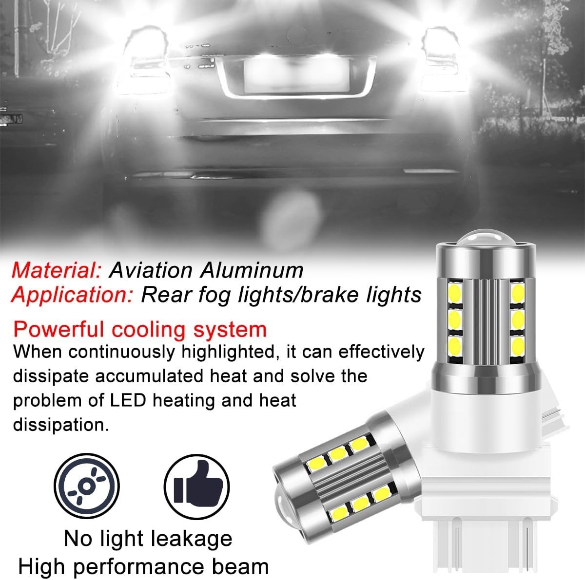 Durable 2PCS 3157 T25 LED Signal Bulbs – Easy Installation & 50,000 Hours Life