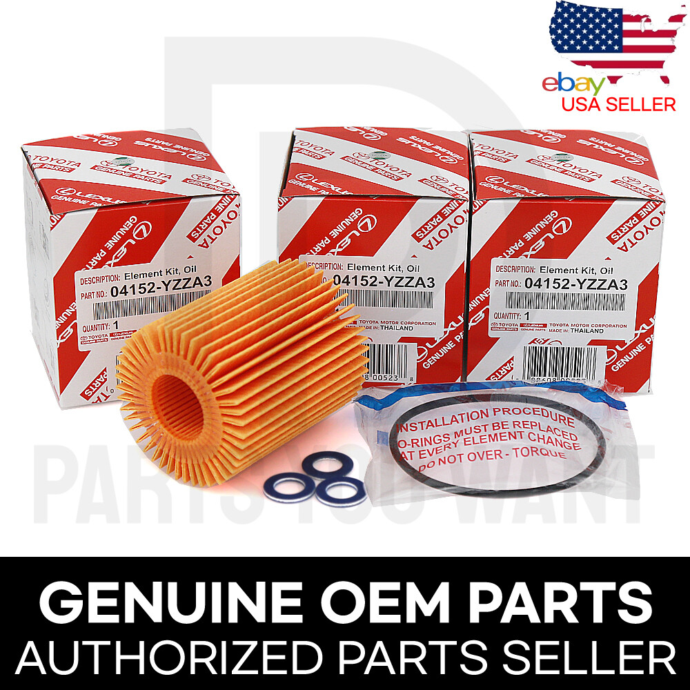 [3x] Genuine Lexus OEM Oil Filters 04152-YZZA3 + Oil Plug Gaskets 90430-12031