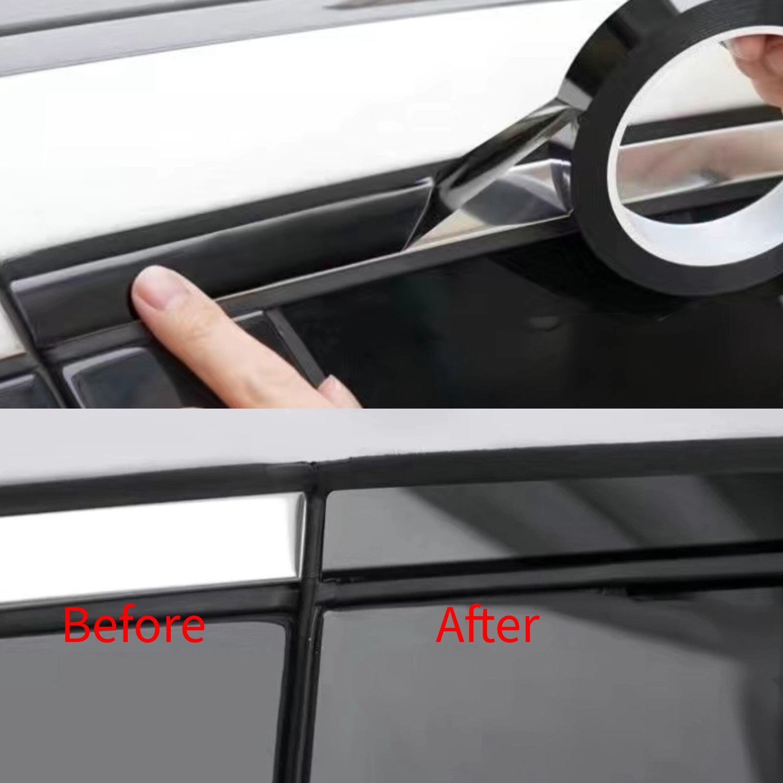 Gloss Glossy Black 2 inch x 200FT Chrome Delete PET Film Tape Adhesive Roll