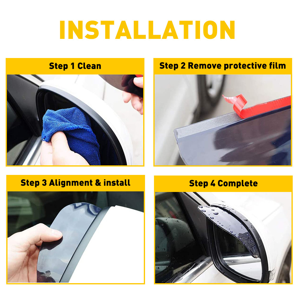 Black Rear View Side Mirror Rain Board Eyebrow Guard Sun Visor Car Accessories