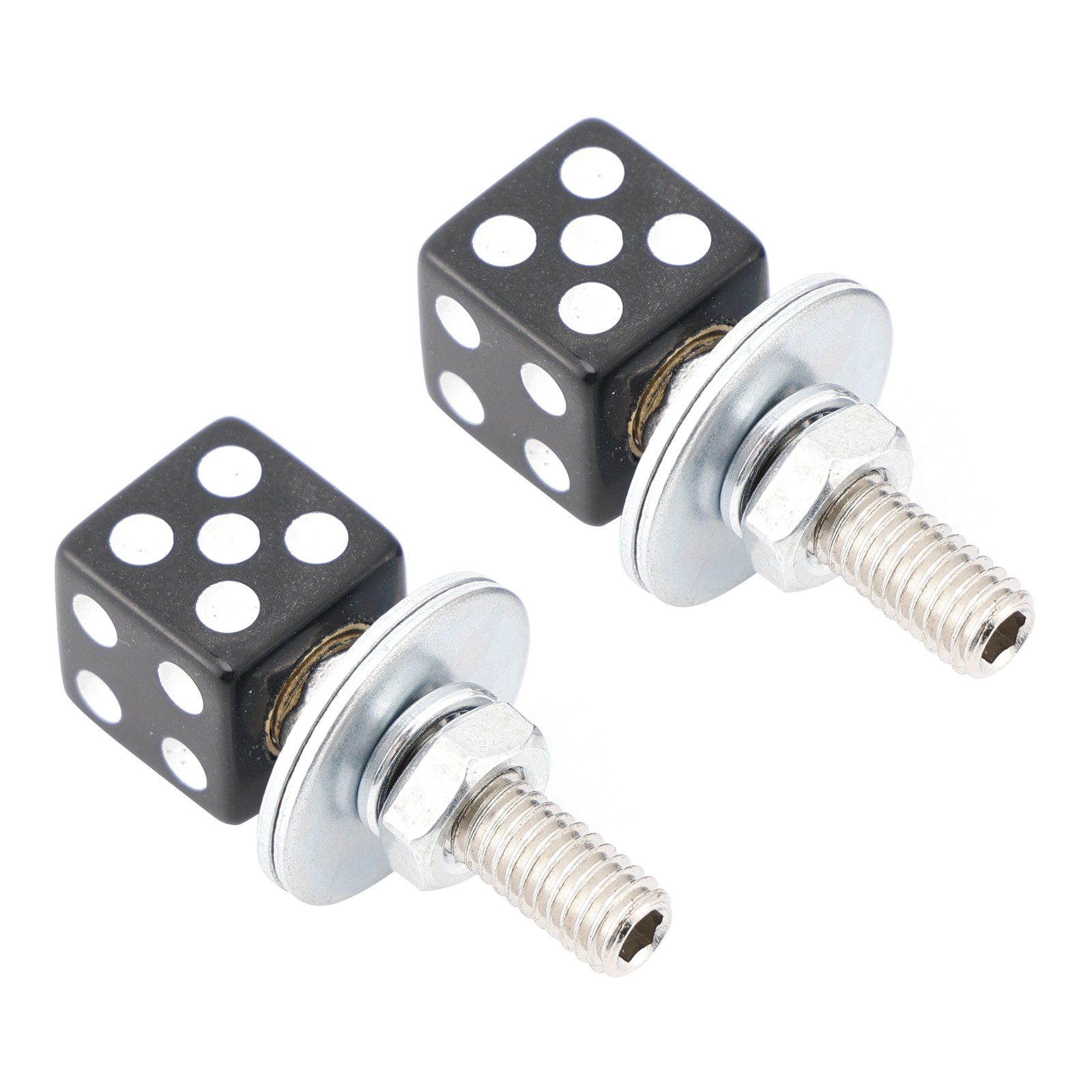 2x Motorcycle Bike Plastic Black Dice License Plate Bolt On Screw On Frame Nut#