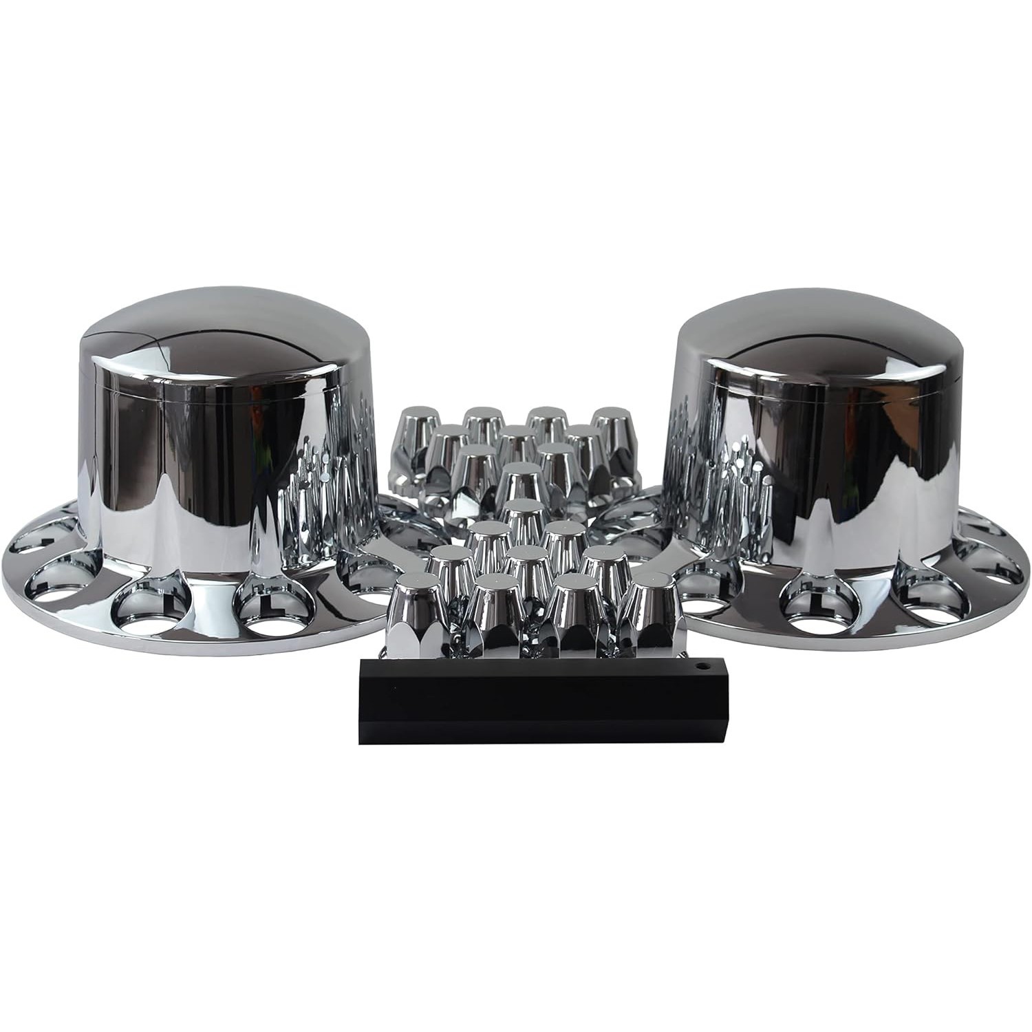 Set of 2 Chrome Rear Hub Cover Wheel Kit Axle Cover 33mm Lug Nuts for Semi Truck