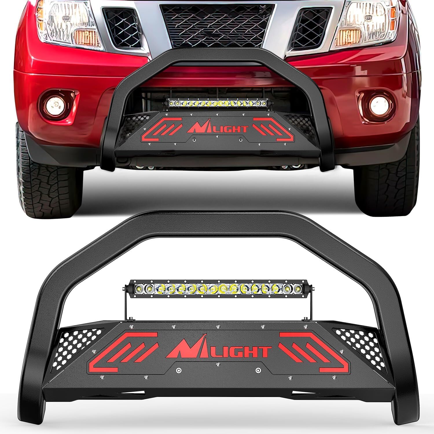 Nilight Bull Bar with Light fit Nissan Frontier 2005-2020 Tow Hooks Need Removed
