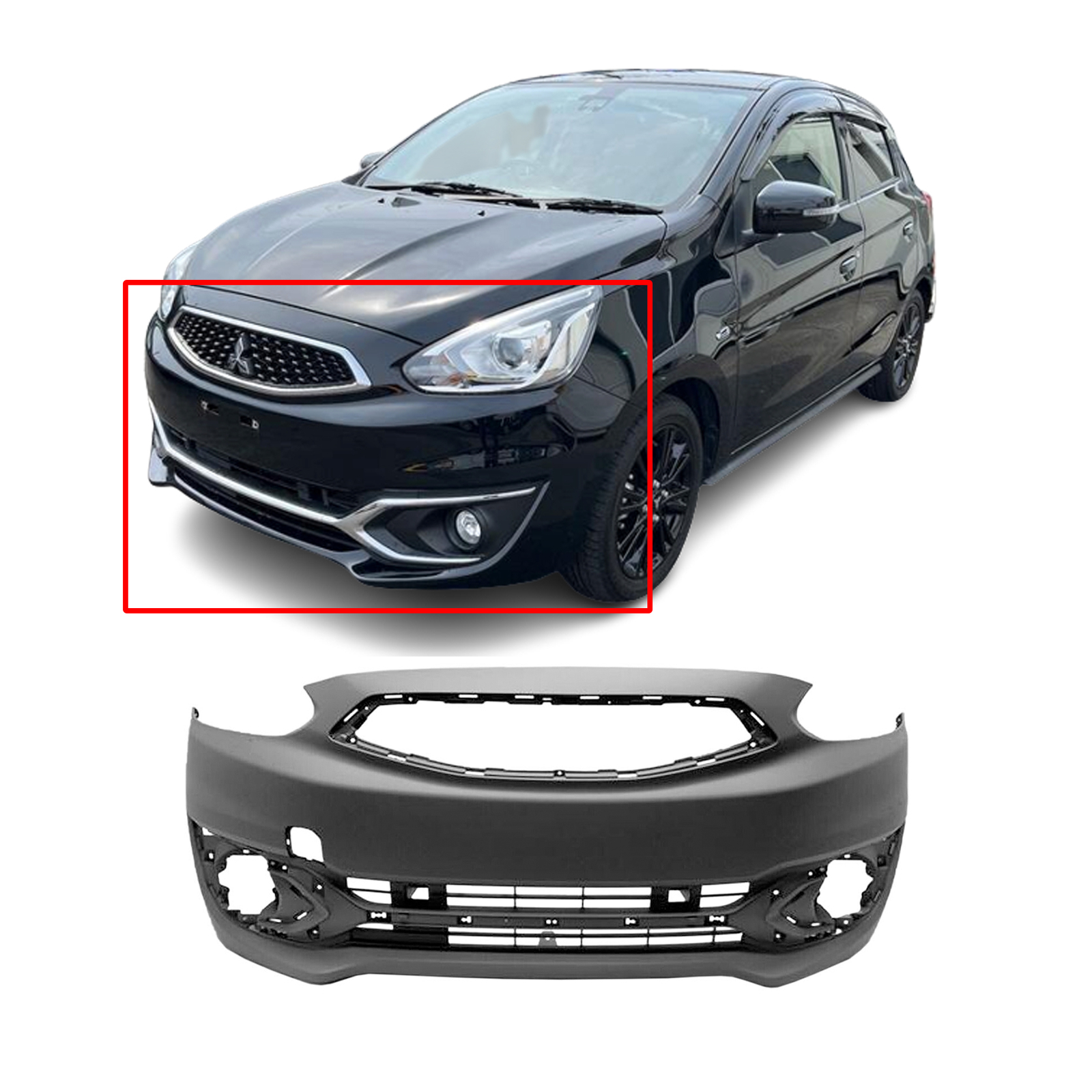 Front Bumper Cover For 2017-2020 Mitsubishi Mirage Primed 6400G519 MI1000345