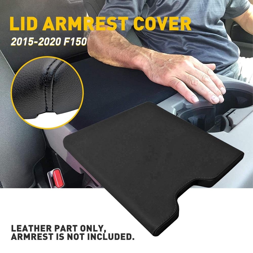 OXILAM Car Black Armrest Cover Cushion For Skin Ford F150 2015-2020 Accessories
