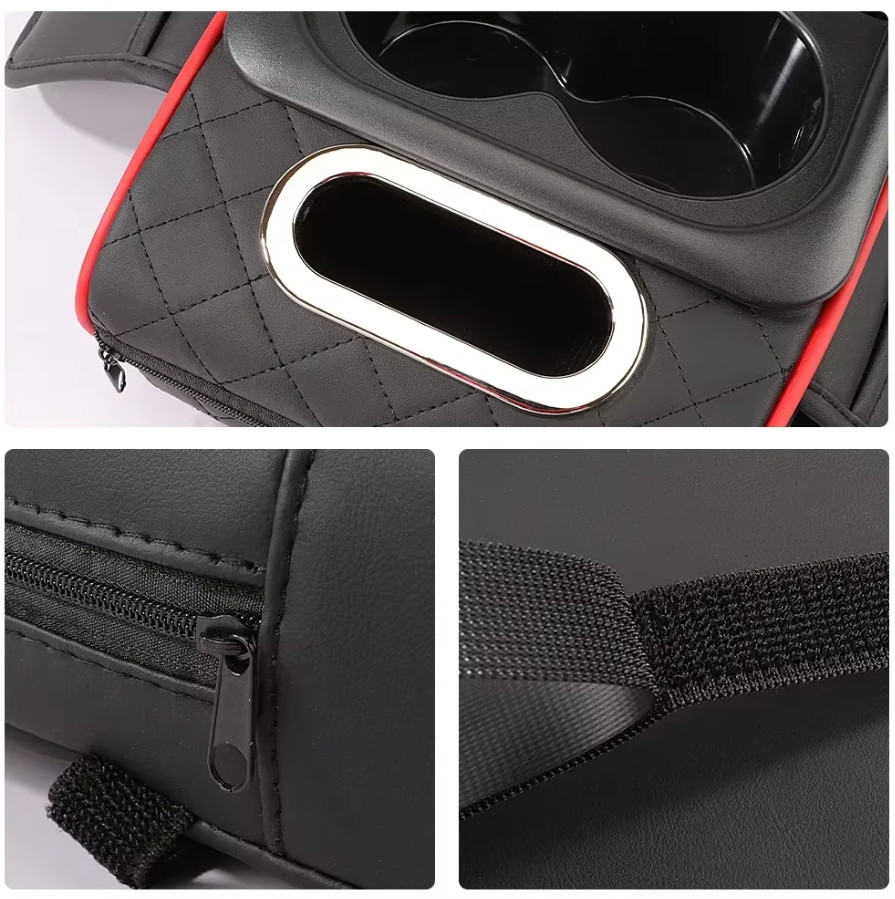 Car Cup Holder Passenger/Armrest Cushion 7.5cm Red 2 Way Front
