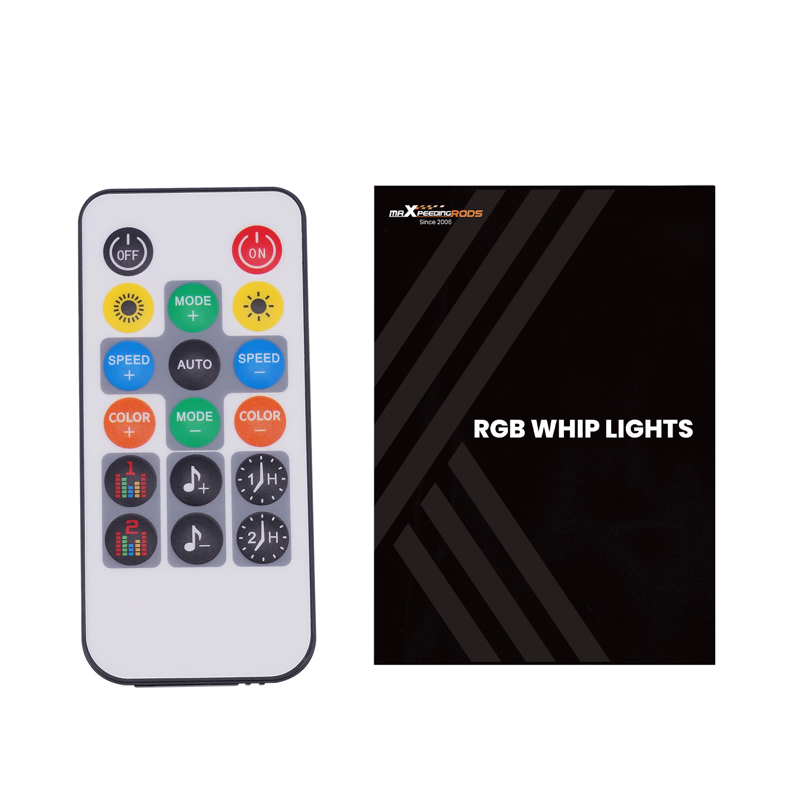 2PCS 2FT Spiral LED Fat Whip Light Antenna RGB Chasing For Can-am X3 RZR UTV ATV
