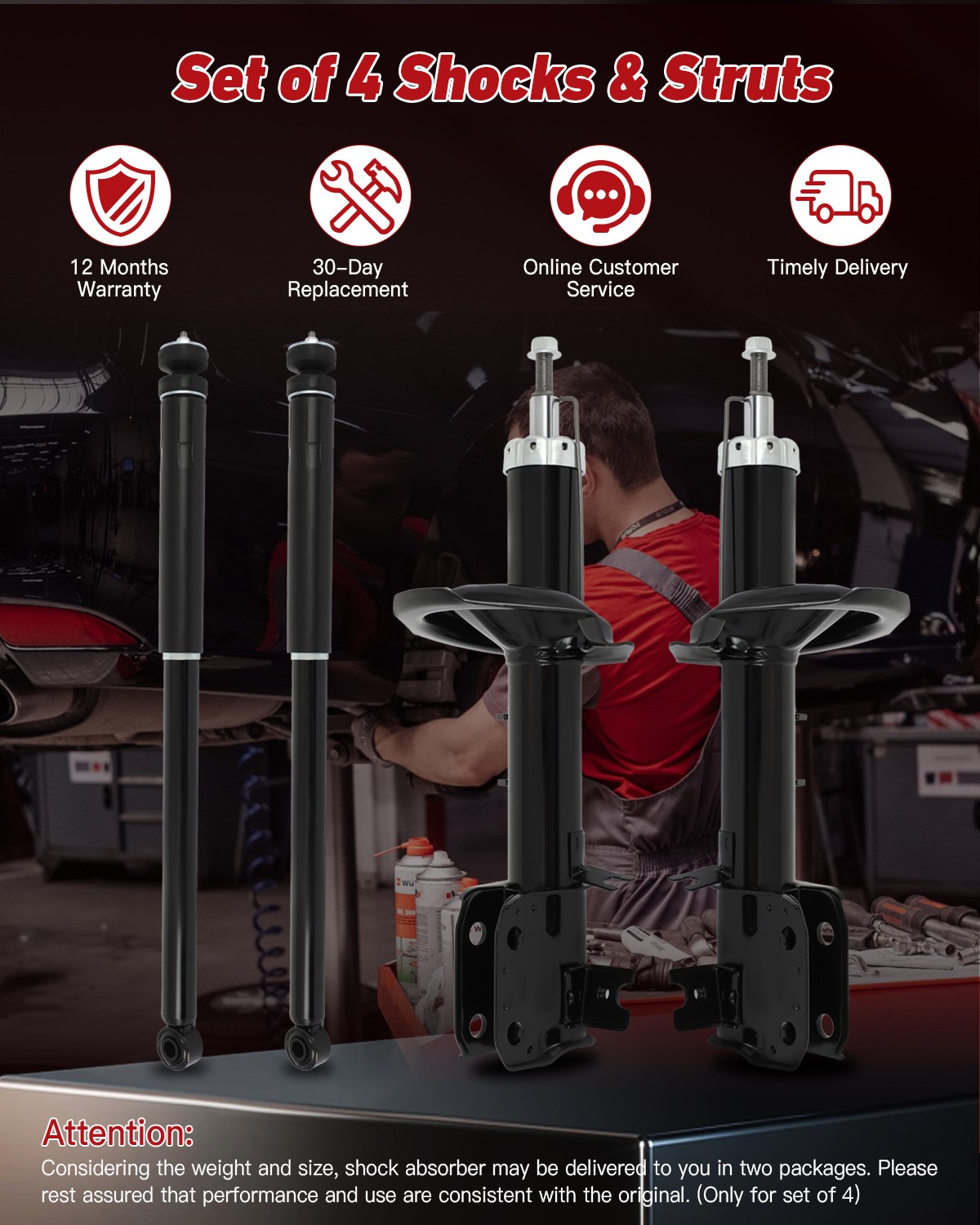 Front Rear Struts Shocks Left Right Suspension Kit For 2007-2013 SUZUKI SX4