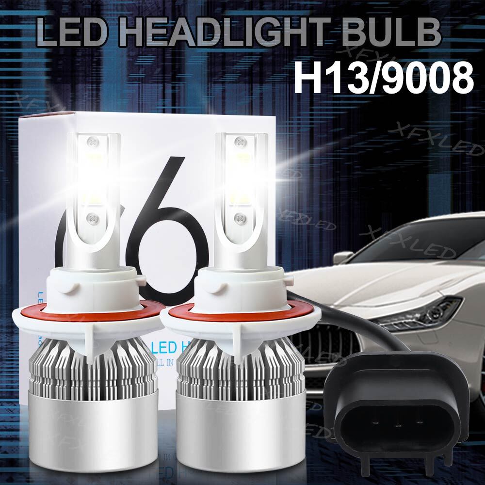 H13 9008 High Low Beam LED Headlight Bulb White 6000K Super Bright 6000K
