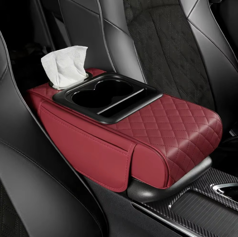 Car Cup Holder Passenger/Armrest Cushion 7.5cm Red 2 Way Front