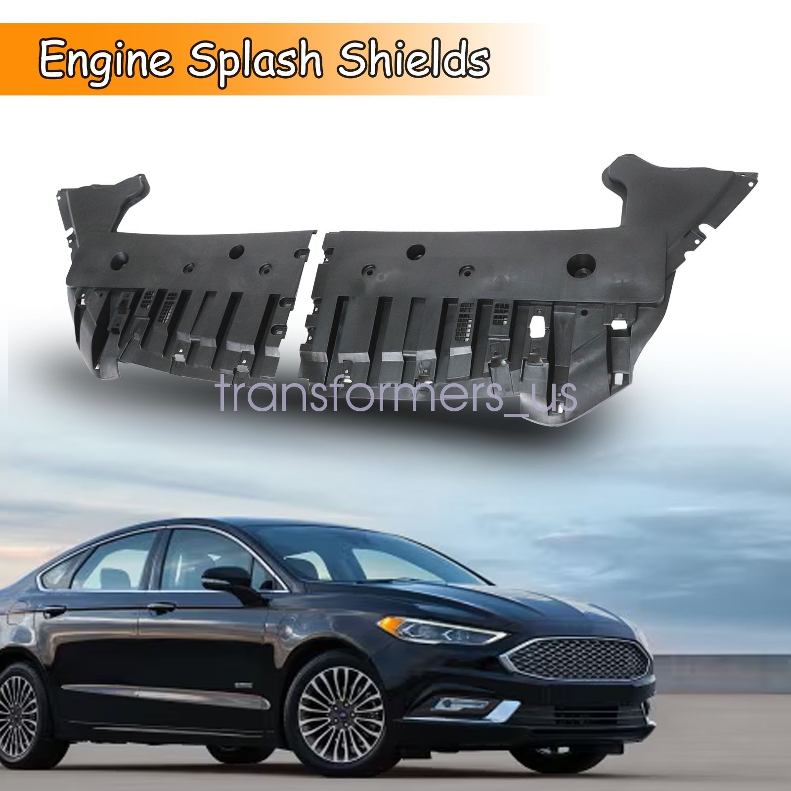 For Ford Fusion 2017-2020 New Engine Splash Shield Driver & Passenger Side Pair