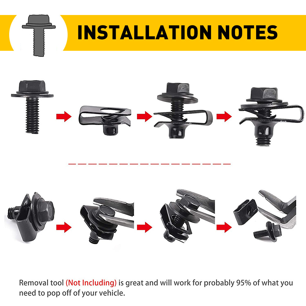 28pc Car Engine Splash Shield Bumper Hardware Kit Body Bolt Screw nut Clip Rivet