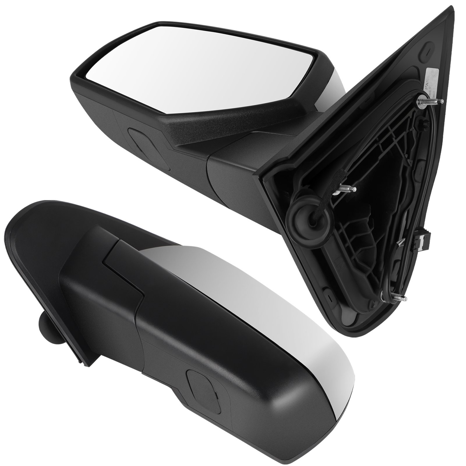 Pair Manual Fold Power Mirror for 14-17 Chevy Silverado 1500 Heated Chrome LH RH