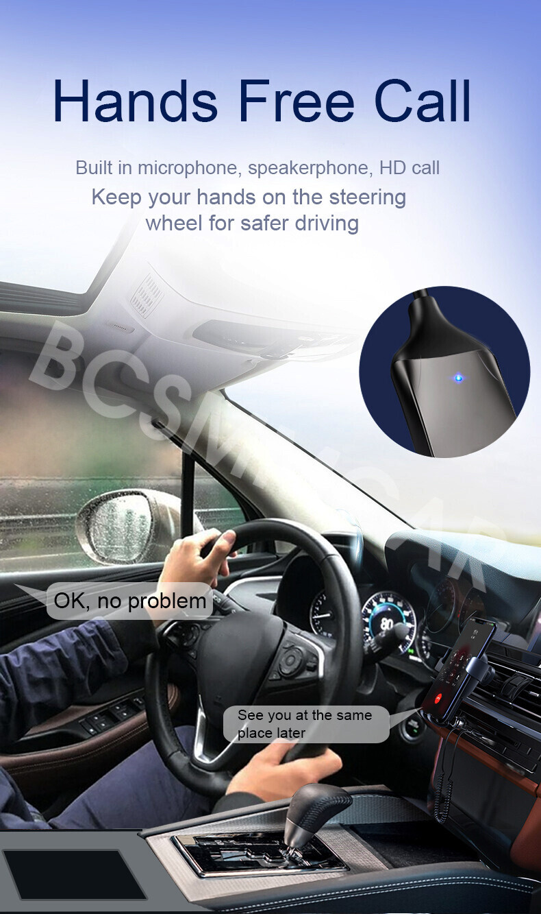 Bluetooth 5.0 AUX Audio Adapter Cable Car 3.5mm Jack Music Handsfree Receiver