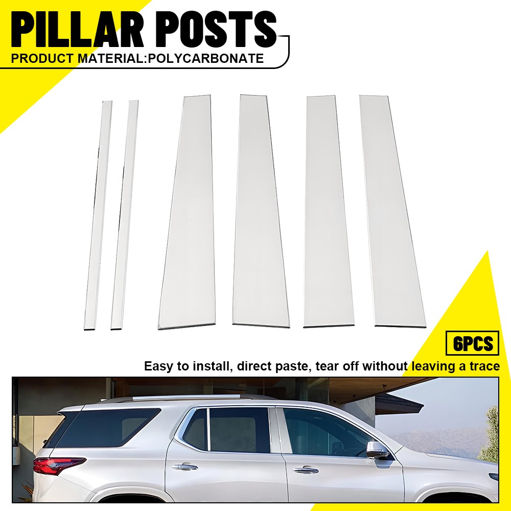 6Pcs Stainless Steel Chrome Pillar Post Trim for 2018-2023 Chevrolet Traverse US