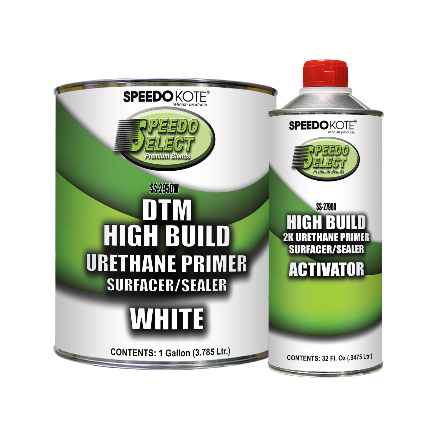 Automotive High Build 2K Urethane Primer/Sealer WHITE Gallon Kit, SS-2950W/2790A