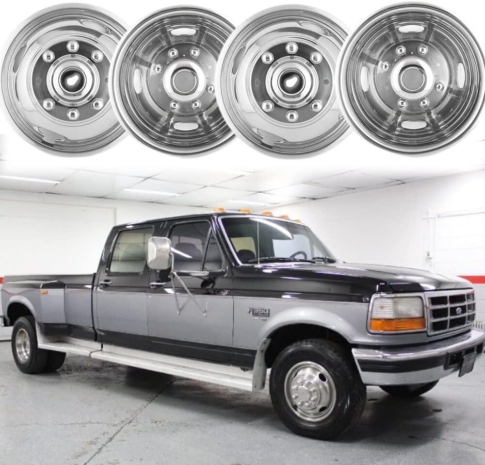 17″ 8 Lugs Wheel Simulator Stainless Steel Set For 2005-2021 Ford F350