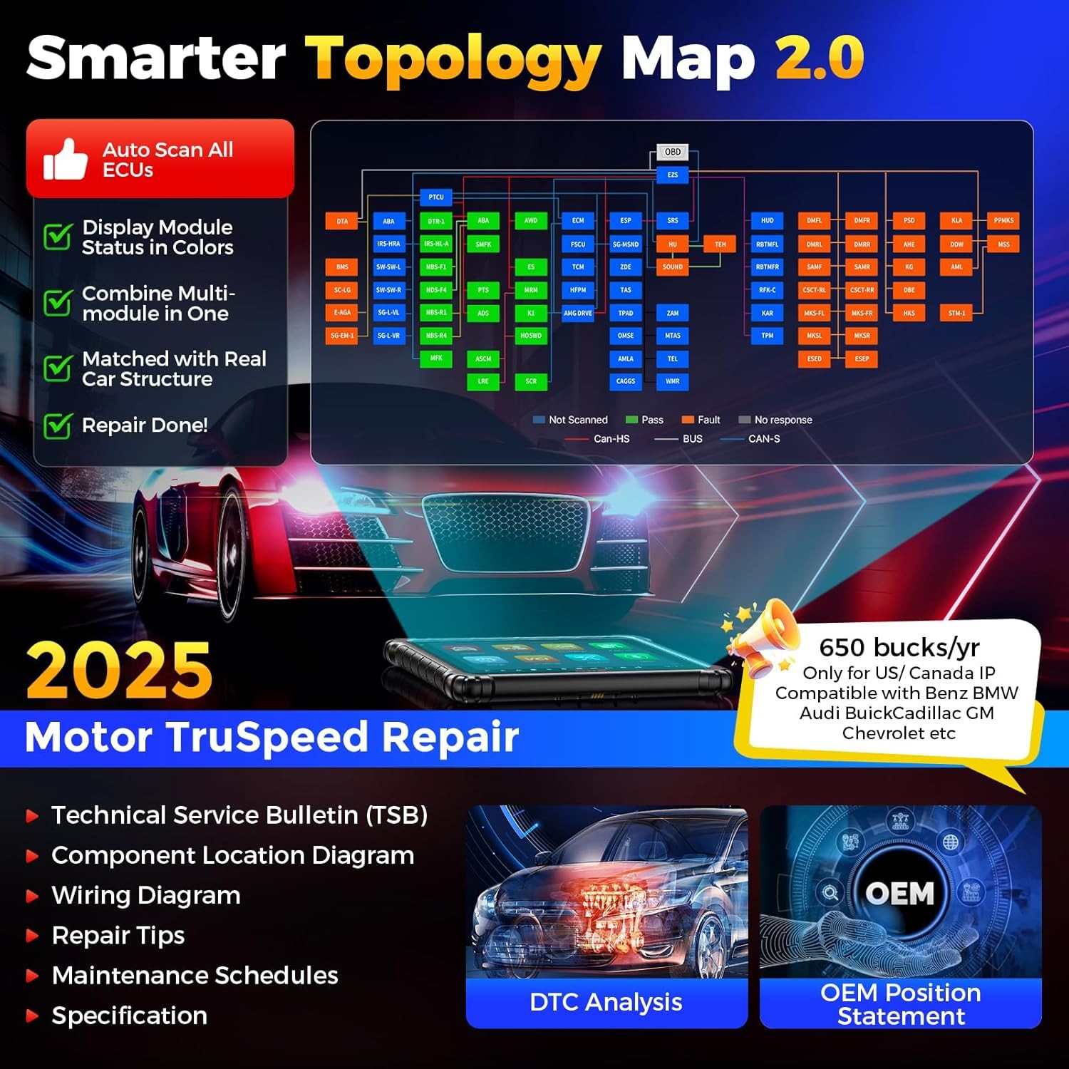 ⭐【2-YEAR UPDATING】2026 Autel MaxiSys ULTRA Lite Scanner VCI Programming Topology