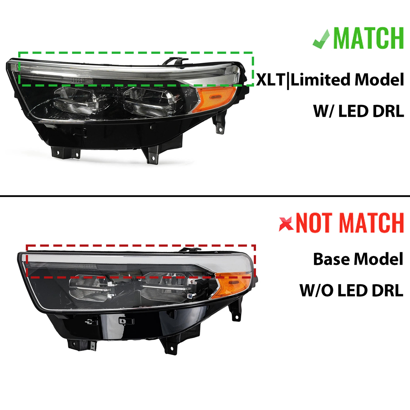 Full LED Headlight w/LED DRL For 2020-2024 Ford Explorer Driver Left Side Chrome