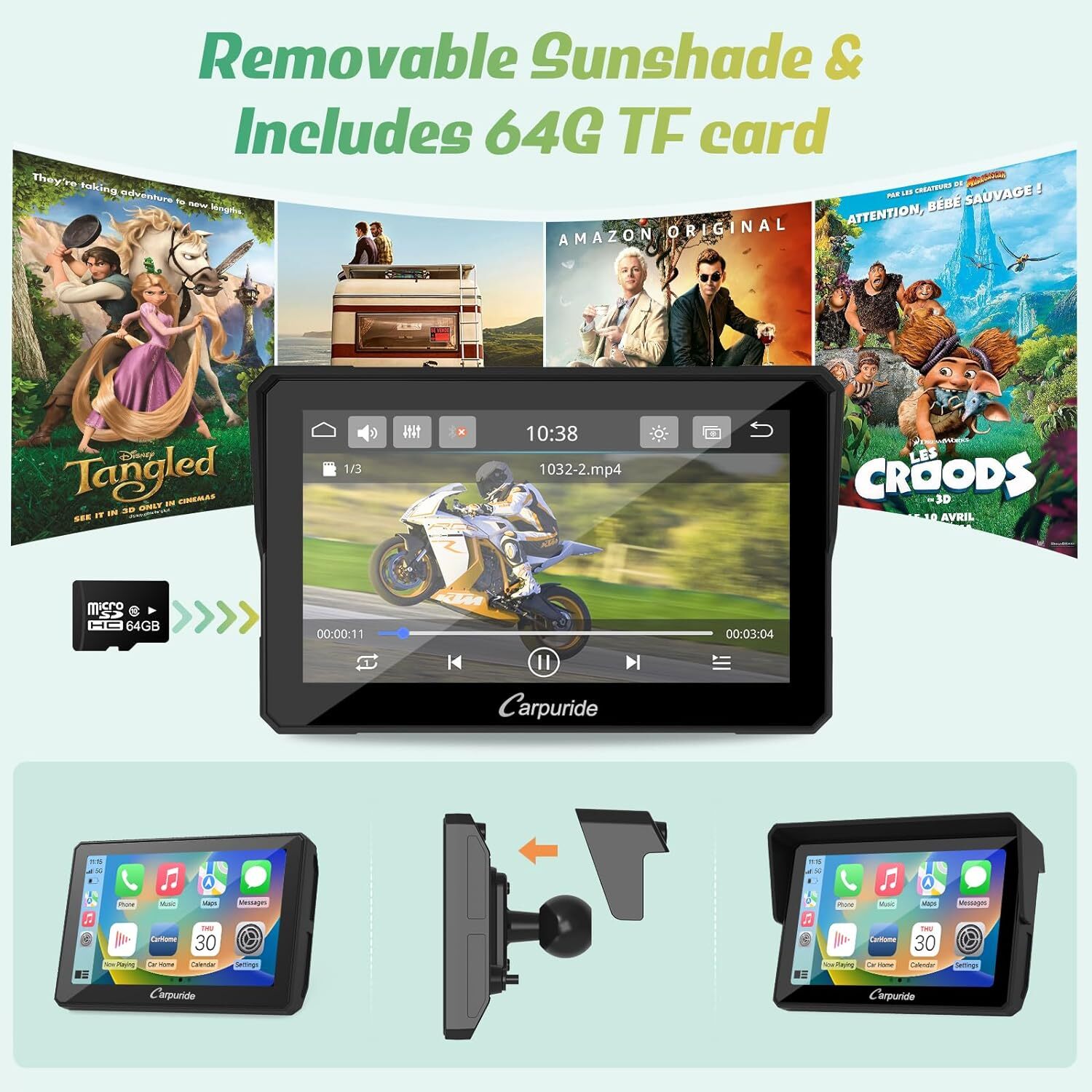 Carpuride W502 Wireless Car Stereo Carplay Android Auto Touchscreen Waterproof