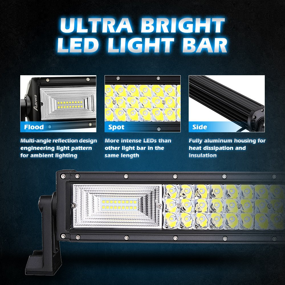 52inch 3500W Tri Row LED Work Light Bar Off Road Spot Flood Combo Driving SUV 50