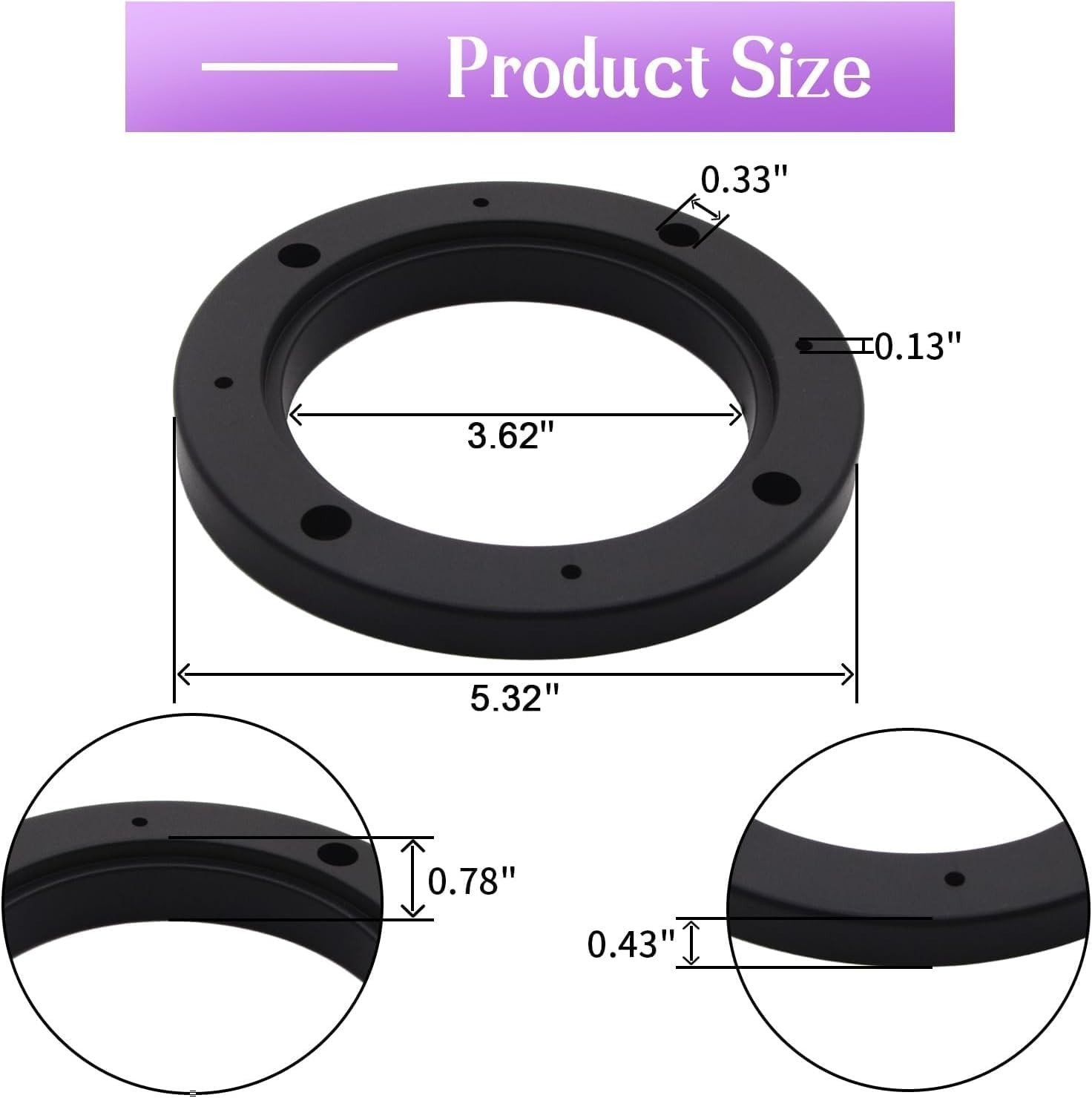 4 Inch Speaker Spacer Ring Adapter 2 Pack for Car Boats Trucks Black ABS Plastic