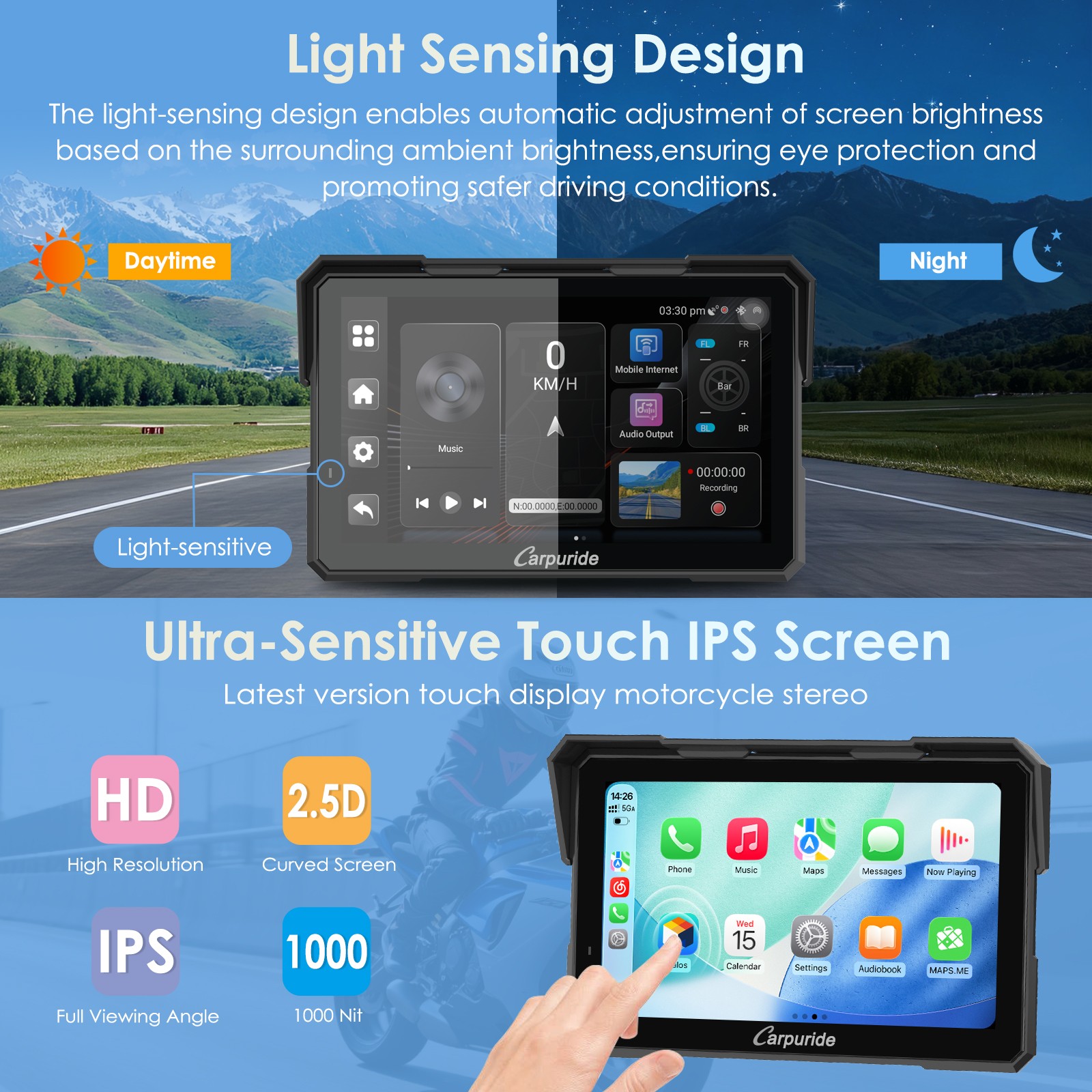 Carpuride W702 Plus Wireless Moto Stereo Install Apps Built in GPS Dual Cameras