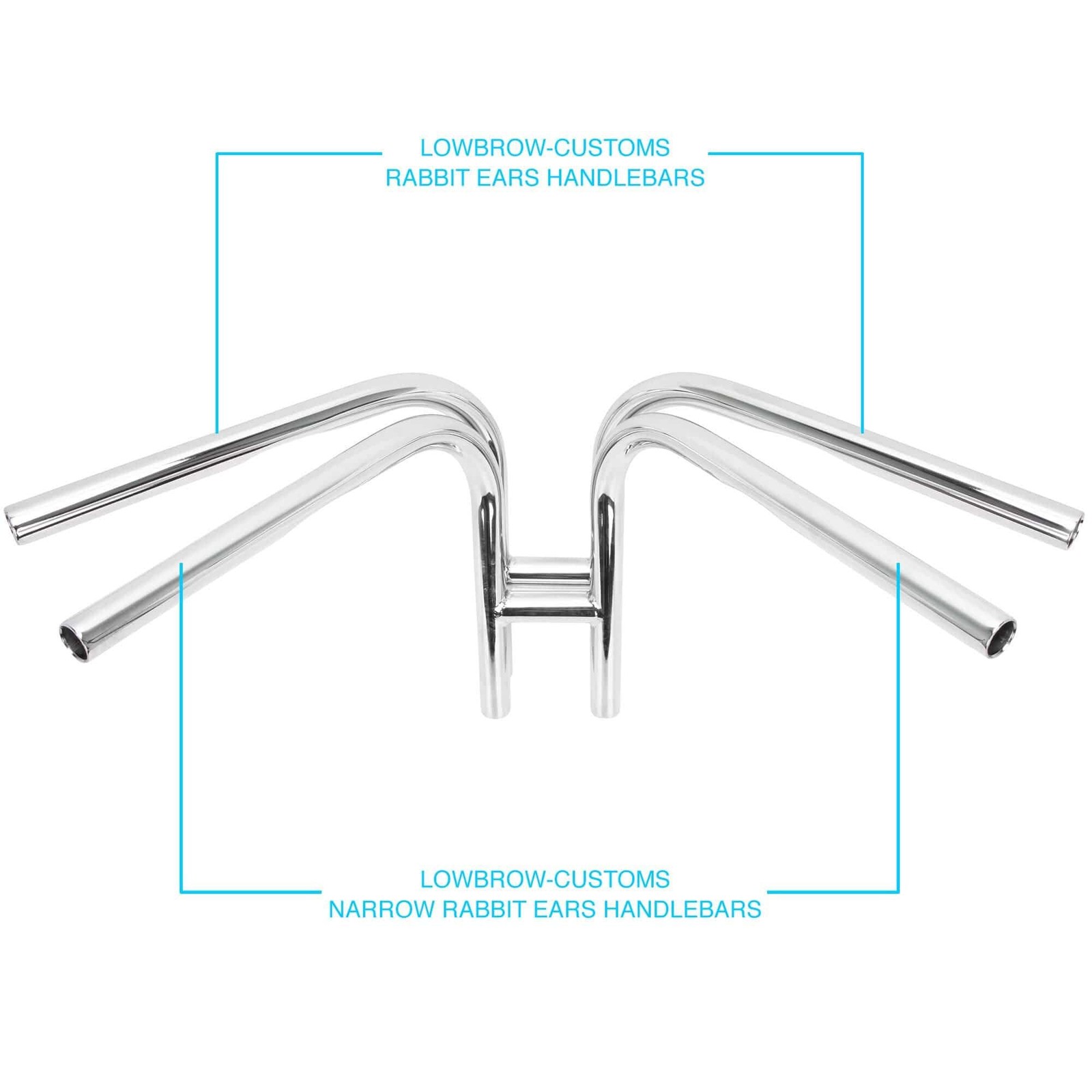 Lowbrow Customs Narrow Rabbit Ears 1″ chrome handlebars Harley chopper Sportster