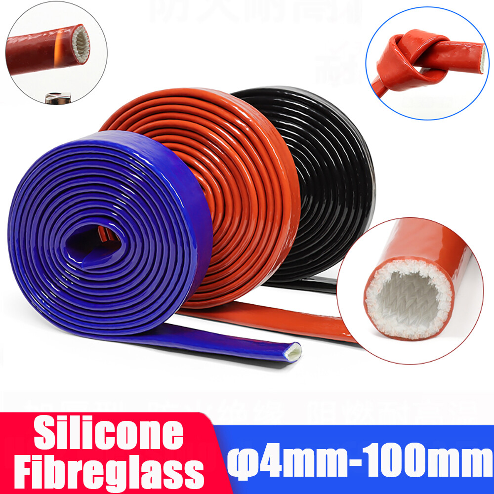 Silicone Fibreglass Fire Sleeving Protective Heat Shield Sleeve 5/8″1/2″ 3/4″ 1″