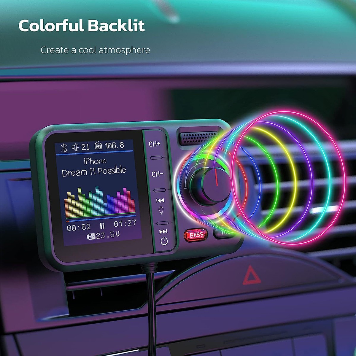 Car FM Wireless Bluetooth Transmitter MP3 Player 2USB Fast Charger Adapter USA~